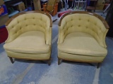 2 Matching Barrel Back MCM Upholstered Chairs