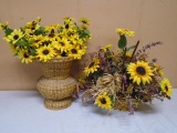 2 Silk Sunflower Bouquets in Wicker Baskets