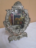Vintage Ornate Silver Plate Dresser Mirror