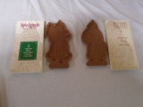 1990 Longaberger Father Christmas & 1991 Kriss Kringle Pottery Cookie Molds