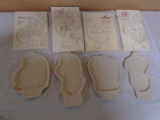 1993-1994-1995-1996 Longaberger Angel Series Peace-Hope-Love-Joy Pottery Cookie Molds
