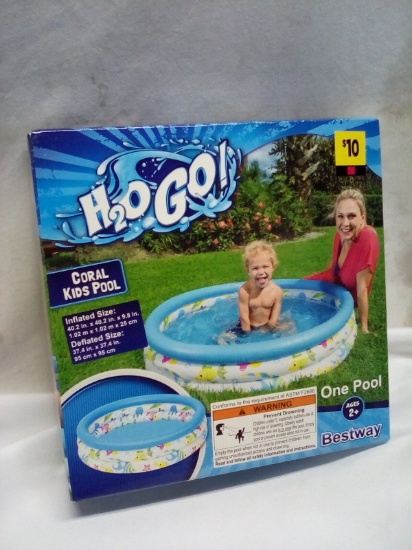 H2O GO 40.2”x40.2”x9.8” Coral Kids Pool for Ages 2+