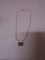 15 Inch Sterling Silver Necklace w/Pendant w/Stone