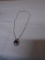 17in Sterling Silver Necklace w/ Pendant w/ Stones