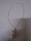 17in Serling Silver Necklace w/ Pendant w/ Citrine Stones