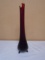 Vintage Ruby Stretched Swung Footed Glass Vase