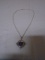 18 Inch Sterling Silver Necklace w/Dolphin Pendant w/Stone
