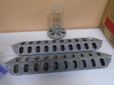 3 Pc. Group of Galvanized Metal Chicken Feeders