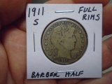 1911 S Mint Silver Barber Half Dollar