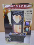 Cracked Glass Heart Color Changing LED FOUntain