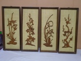 4pc Set of Vintage Wooden Asian Wall Art