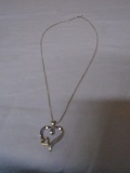 18in Sterling Silver Necklace w/ 10k Heart Pendant