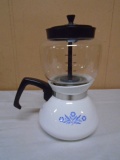Vintage Corningware Blue Cornflower 6 Cup Coffee Perculator