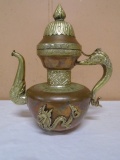 Vintage Chinese Asian Tibet Copper and Brass Teapot w/Dragon