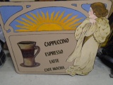 Wooden Double Sided Hand Painted Coffee Shop Sign