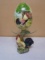 Small Round Glass Top Chicken Table & Hand Painted Egg
