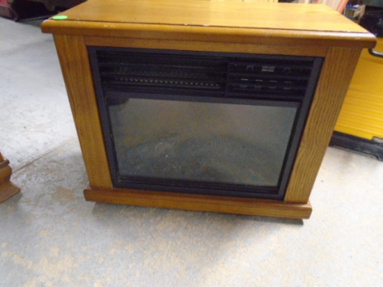 Oak Case Lifecorp Rolling Electric Fireplace Infrared Heater