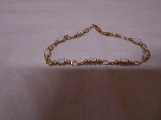 Ladiess 6" 10k Gold Bracelet w/ Opals