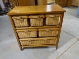 Solid Wood & Wicker Storage Chest w/ 6 Removable Baskets