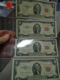 Gorup of (4) 1953 Two Dollar Red Seal Notes
