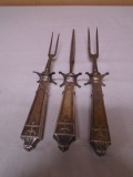 2 Sterling Silver Carving Forks & Sterling Knife Sharpener