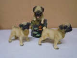 3pc Group of Pug Dog Figurines