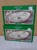 2 Spode Christmas Tree Oval Dishes