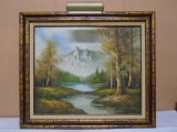 Signed Framed Oil Painting on Canvas w/ Light