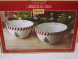 Spode Christmas Tree Set of 2 Peppermint Nesting Bowls