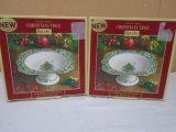 2 Spode Christmas Tree Embossed Footed Bowls