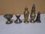 2 Sterling Silver Candle Holders & 3 Sterling Silver Shakers