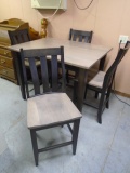 Beautiful Solid Wood Like New Pub Height Dining Table w/ 4 Matching Chairs