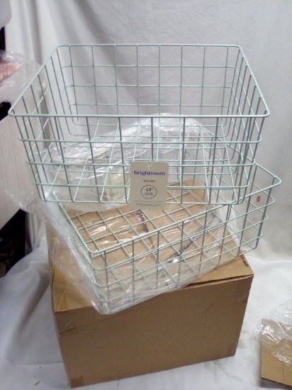Pair of Brightroom 13” Wire Baskets 15”x13”x7” Overall Dims