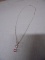 17in Sterling Silver Necklace & Pendant w/ Stones