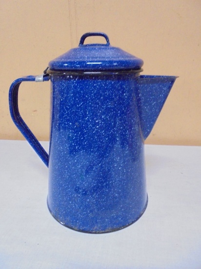 Blue Speckle Graniteware Coffee Pot