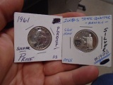 1961 Silver Proof Washington Quarter & 2008 S Mint Silver Proof Hawaii State Quarter