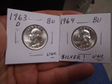 1963 D-Mint and 1964 Silver Washigton Quarters