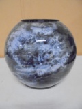 Round Metal Marble Look Vase