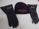 Harley Davidson Hat & Leather Riding Gloves