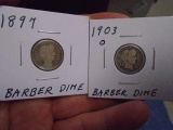 1897 and 1903 O-Mint Silver Barber Dimes