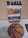 2pc Group of Wooden Basketball Wall Art