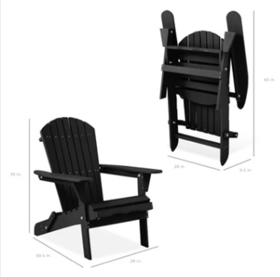 Folding Wooden Adirondack Chair, Accent Furniture BLACK WOOD