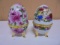 2 Beautiful Handpainted Porcelain Egg Ring Boxes