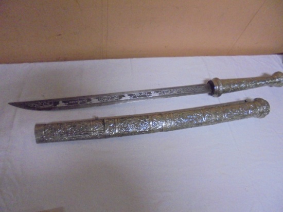 Sword w/ Intricate Handle & Scabboard