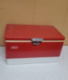 Vintage Red Metal Coleman Cooler