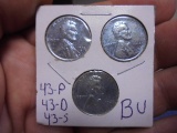1943 P-D-S Mint Steel War Cents