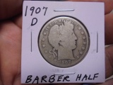 1907 D Mint Silver Barber Half Dollar