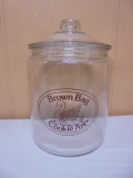 Large Glass Brown Bag Swan Cookie Jar