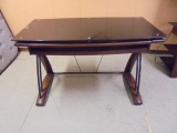 Like New Wood & Metal Glass Top Desk