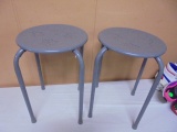 2 Matching Gray Metal Plant Stands